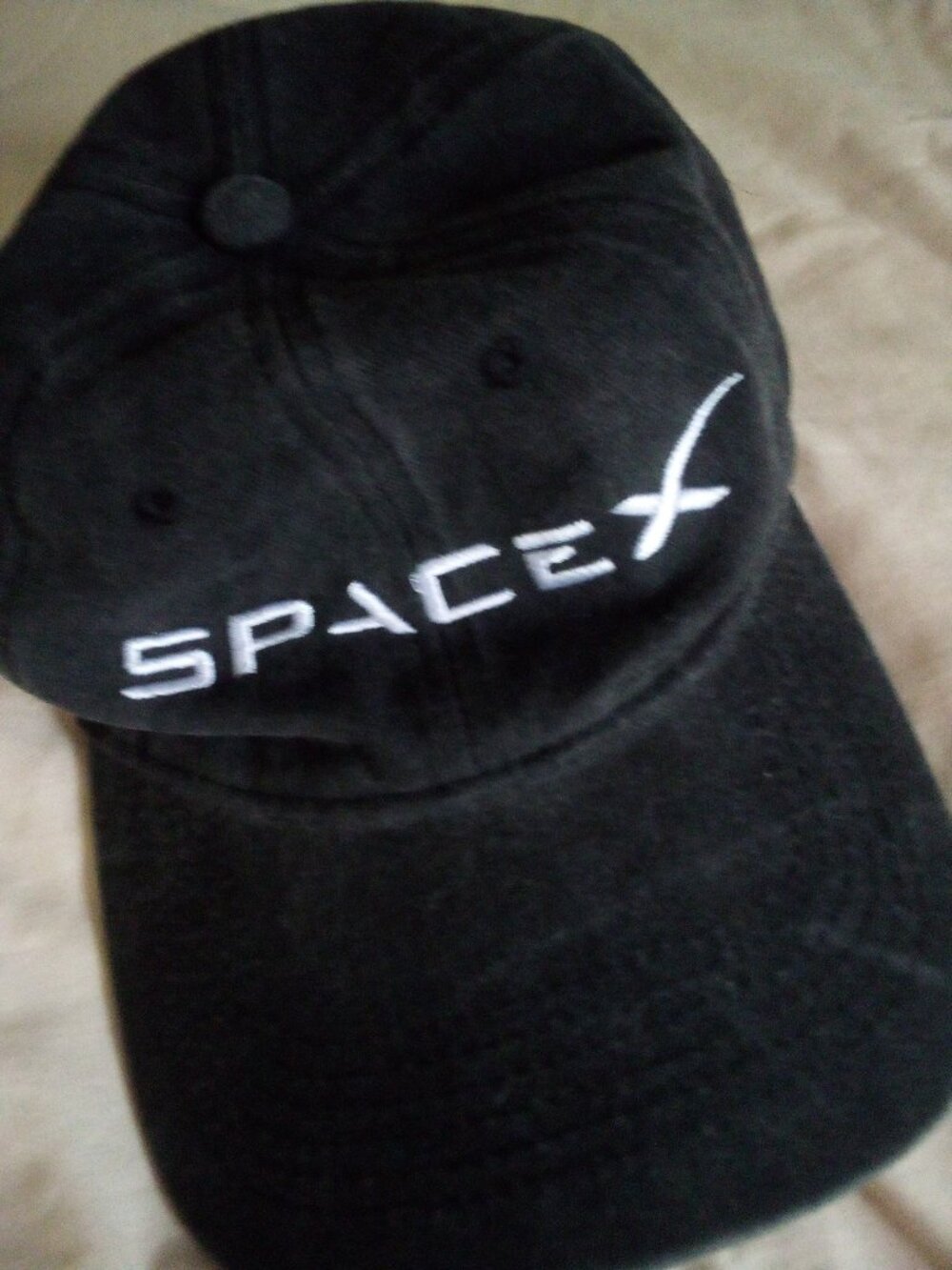 SpaceX Black Cotton Baseball Cap White Letters like new